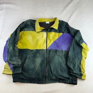Vintage Cheetah Mervyns Colorblock Windbreaker Jacket Green Yellow Purple Large